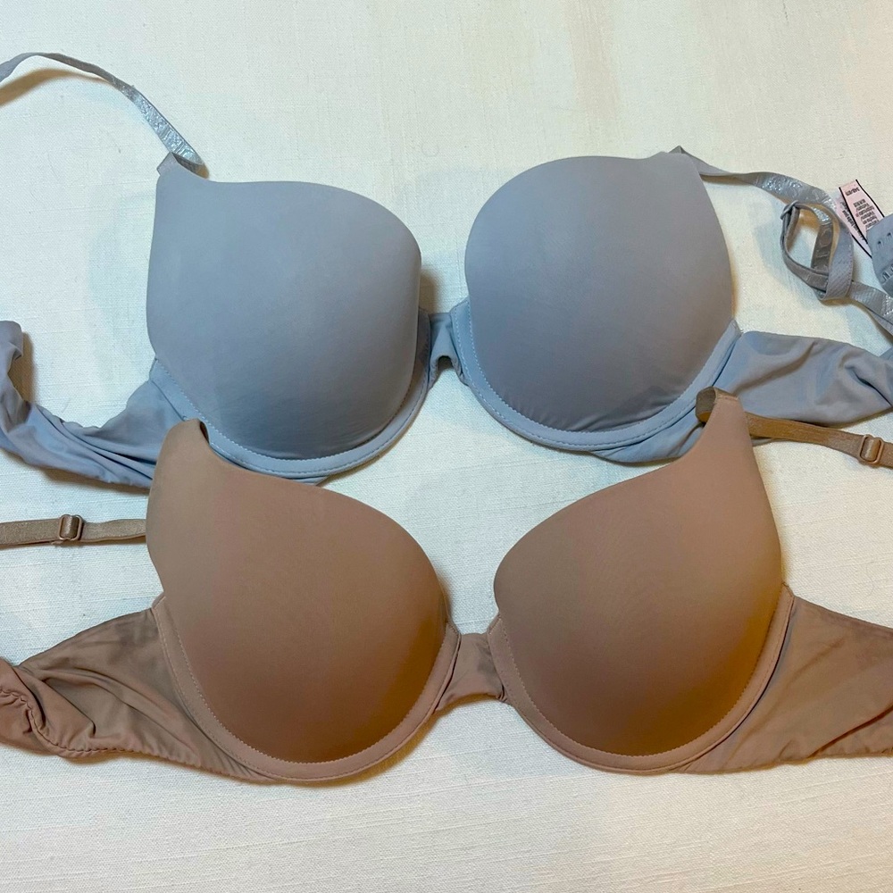 2 Victoria secret t-shirt push up bras 34B